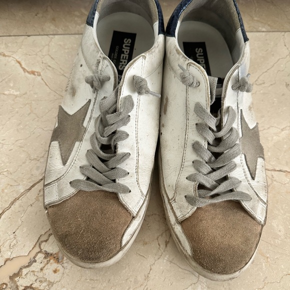 NEW GOOSE SUPERSTAR LOWTOPS-WHITE, NUDE & ICE- SIZE 42-WORN ONCE - Picture 2 of 4